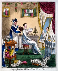 Progression de la toilette - La perruque, début du XIXe siècle